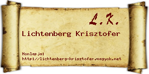 Lichtenberg Krisztofer névjegykártya
